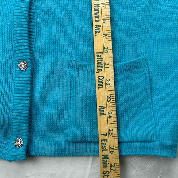 Vintage Haymaker Blue Preppy School Sweater Cardigan Designed Buttons Pockets - Picture 2 of 5